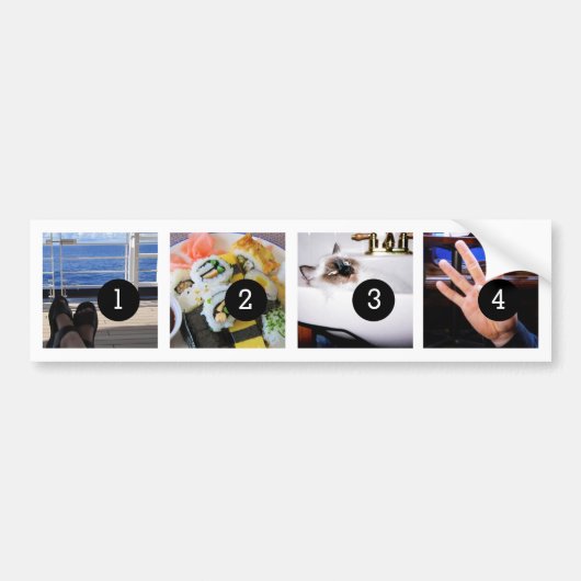 Creëer Uw eigen foto Bumper 4 afbeeldingen! Bumpersticker (Voorkant)