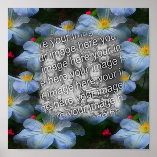 Creëer Uw Eigen Foto Clematis Bloemenrand Poster (Voorkant)