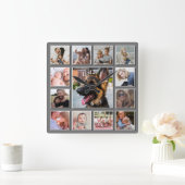 Creëer uw eigen foto-collage grijs vierkante klok (Huis)
