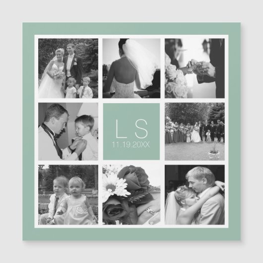 Creëer Uw Eigen Foto Collage Monogram Magneet (Voorkant)