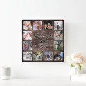 Creëer Uw eigen foto Collage Wood Roman Number Vierkante Klok (Huis)