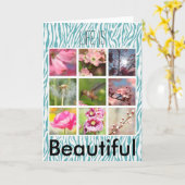 Creëer Uw Eigen Foto Collage Zebra Print Kaart (Gele Bloem)