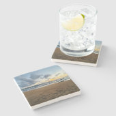 Creëer Uw eigen foto Eenvoudige moderne zonnerijst Stenen Onderzetter (Zijkant)