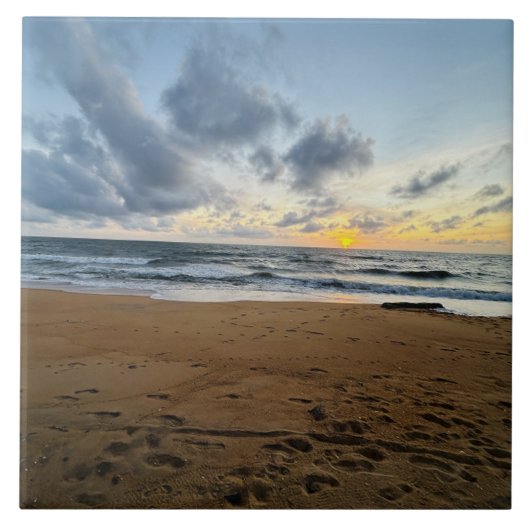 Creëer Uw eigen foto Eenvoudige moderne zonnerijst Tegeltje (Voorkant)