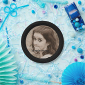 Creëer Uw eigen foto | Eenvoudige moderne zwarte p Papieren Bordje (Feest)