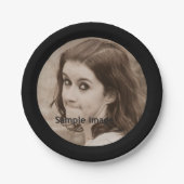 Creëer Uw eigen foto | Eenvoudige moderne zwarte p Papieren Bordje (Voorkant)