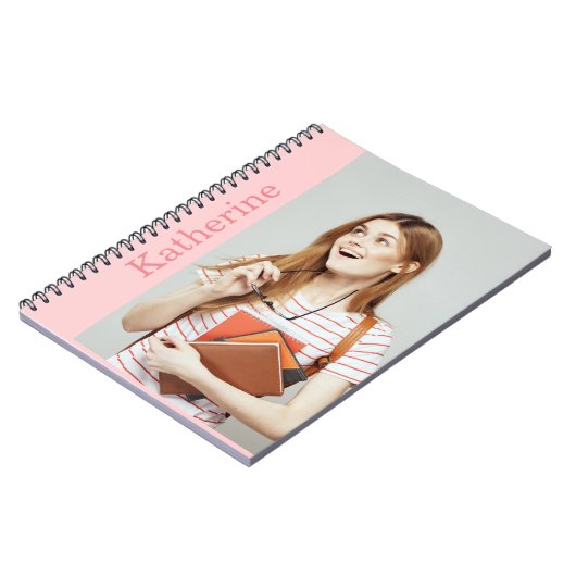 creëer uw eigen foto en naam pastel kleur notitieboek (Linkerzijde)