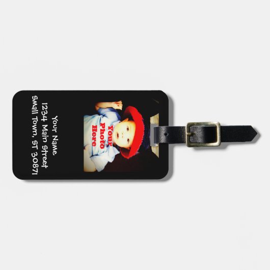 Creëer Uw eigen foto geeft Sjabloon Bagagelabel (Voorkant horizontaal)