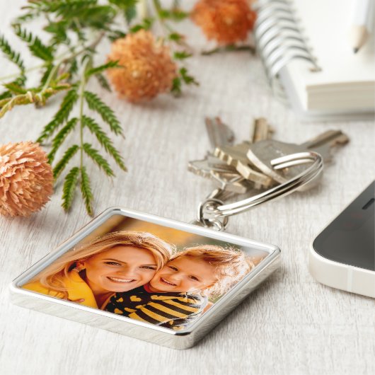 Creëer uw eigen foto gepersonaliseerd op maat sleutelhanger (Zijkant)