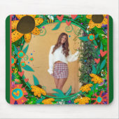 Creëer Uw Eigen Foto Girly Bloemenhart Elegant Muismat (Voorkant)