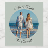 Creëer Uw eigen foto Green Verloving Name Couple Wijn Etiket (Enkel label)