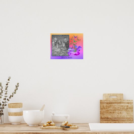 Creëer uw eigen foto Hibiscus en vlinder Lijst Poster (Keuken)