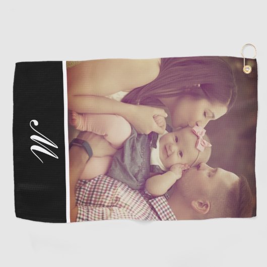 Creëer Uw eigen foto-Initiaal monogram Golfhanddoek (Horizontaal)