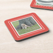 Creëer Uw eigen foto, koraal en wit Bier Onderzetter (Linkerzijde)