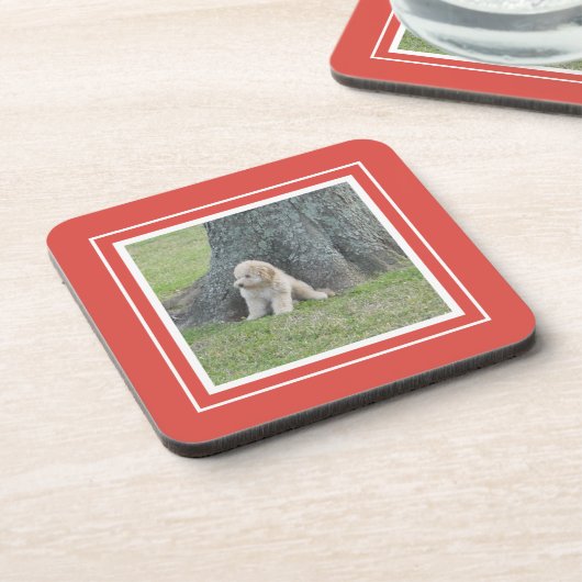 Creëer Uw eigen foto, koraal en wit Bier Onderzetter (Linkerzijde)