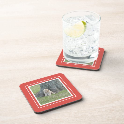 Creëer Uw eigen foto, koraal en wit Bier Onderzetter (Rechterzijde)