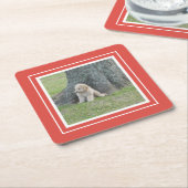 Creëer Uw eigen foto, koraal en wit Kartonnen Onderzetters (Schuin)