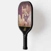 Creëer Uw Eigen Foto Monogram Goud Initiaal Pickleball Paddle (Links)