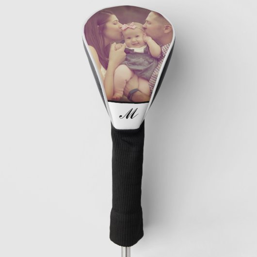 Creëer Uw Eigen Foto Monogram Wit Golfheadcover (Voorkant)