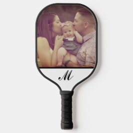 Creëer Uw Eigen Foto Monogram Zwart Wit Initiaal Pickleball Paddle