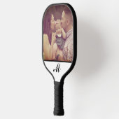 Creëer Uw Eigen Foto Monogram Zwart Wit Initiaal Pickleball Paddle (Links)