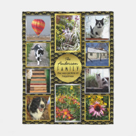 Creëer Uw eigen foto Naam Black Gold Deco Fleece Deken