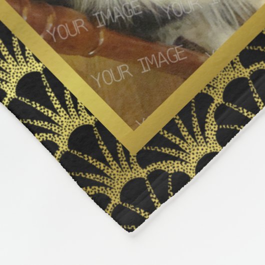 Creëer Uw eigen foto Naam Black Gold Deco Fleece Deken (Hoek)