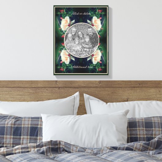 Creëer Uw eigen foto perzik Roos en knoppen Canvas Afdruk (Insitu (Slaapkamer))