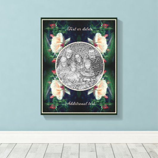 Creëer Uw eigen foto perzik Roos en knoppen Canvas Afdruk (Insitu (Houten vloer))