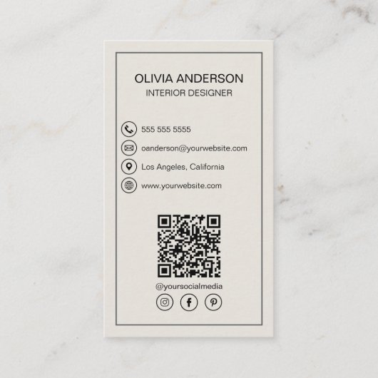 Creëer uw eigen foto QR Social Media Professional Visitekaartje (Achterkant)