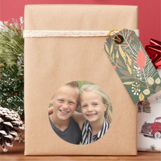 Creëer Uw eigen foto Ronde Sticker (Feestdagen)