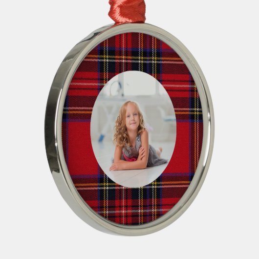 Creëer Uw eigen foto  | Royal Stewart Tartan Metalen Ornament (Rechts)