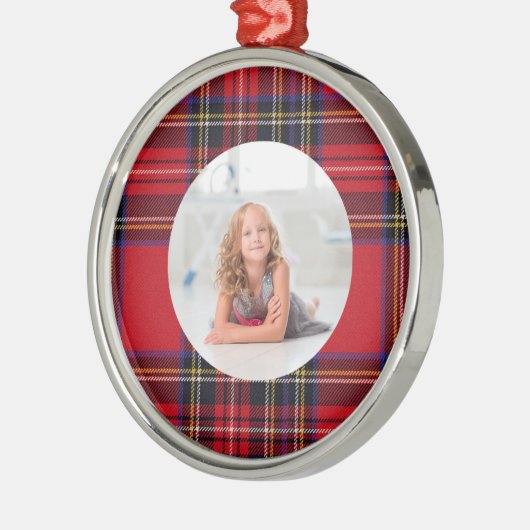Creëer Uw eigen foto  | Royal Stewart Tartan Metalen Ornament (Links)