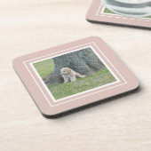 Creëer Uw eigen foto roze en wit Bier Onderzetter (Linkerzijde)