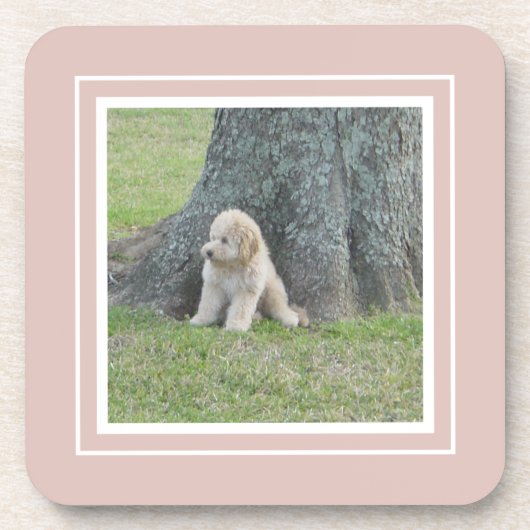 Creëer Uw eigen foto roze en wit Bier Onderzetter (Voorkant)