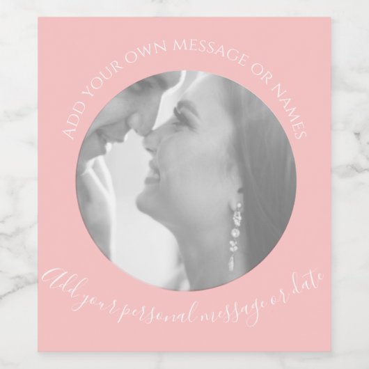 Creëer Uw eigen foto Roze waslabel Wijn Etiket (Enkel label)