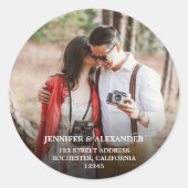 Creëer uw eigen foto rustieke bruiloft zeehonden ronde sticker (Voorkant)