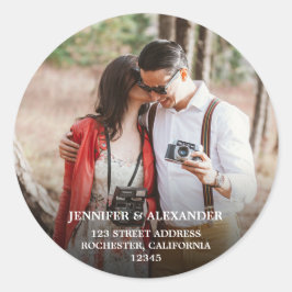 Creëer uw eigen foto rustieke bruiloft zeehonden ronde sticker