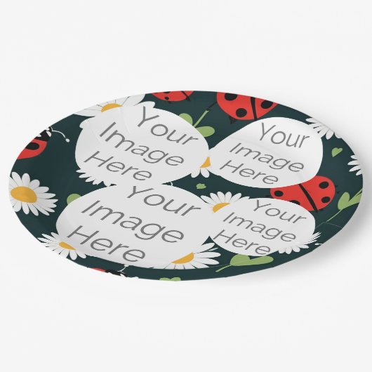 creëer uw eigen foto tekst lieveheersbeestje lieve papieren bordje (Gekanteld)