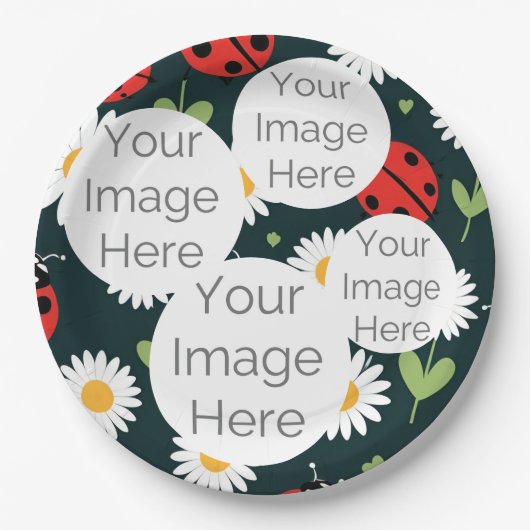 creëer uw eigen foto tekst lieveheersbeestje lieve papieren bordje (Voorkant)