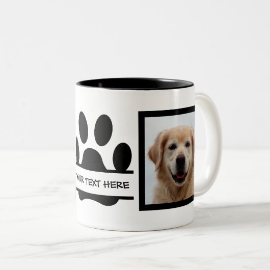 Creëer Uw eigen foto van Dog Pauw afdrukken Tweekleurige Koffiemok (Voorkant rechts)