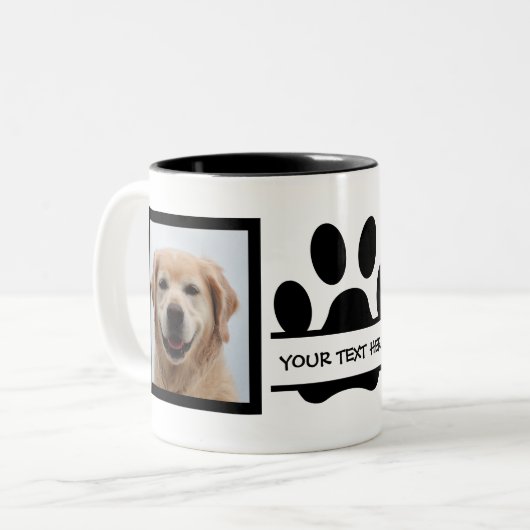 Creëer Uw eigen foto van Dog Pauw afdrukken Tweekleurige Koffiemok (Voorkant links)