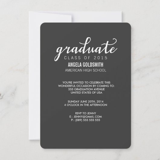 CREËER UW EIGEN FOTO VAN HET AFSTUDEREN INVITTEREN KAART (Achterkant)