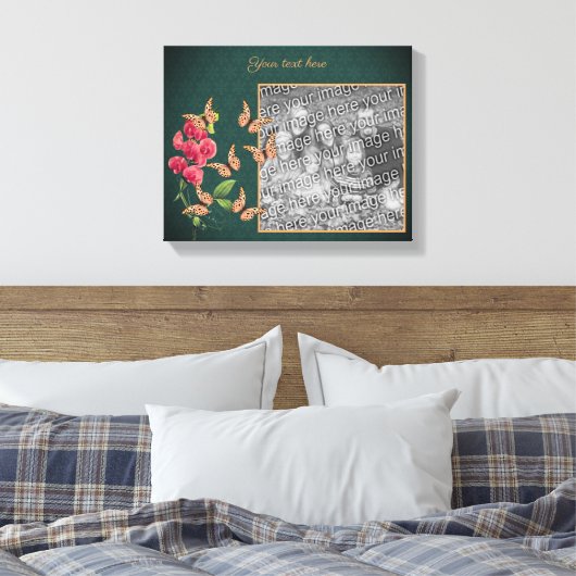 Creëer Uw eigen foto vlinders en bloem Lijst Canvas Afdruk (Insitu (Slaapkamer))