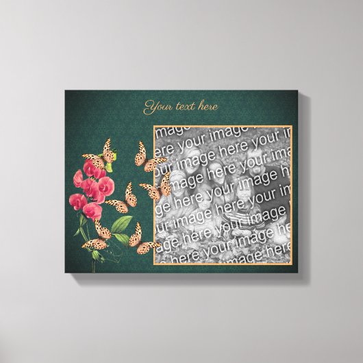 Creëer Uw eigen foto vlinders en bloem Lijst Canvas Afdruk (Voorkant)