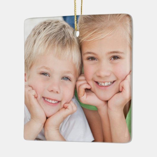 Creëer Uw eigen foto voor kerstfamilie Keramisch Ornament (Links)