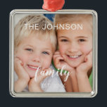 Creëer Uw eigen foto voor kerstfamilie Metalen Ornament<br><div class="desc">Creëer Uw eigen Ornament voor het sjabloon voor kerstfoto's met eigen afbeelding maakt een perfecte persoonlijke kerstcadeautje. Deze moderne en elegante familiefoto kerstversiering maakt een geweldig cadeau voor een oma,  opa,  moeder of vader.</div>