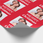 Creëer Uw eigen foto Vrolijk kerstfeest - rood Cadeaupapier (Hoek)