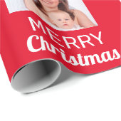 Creëer Uw eigen foto Vrolijk kerstfeest - rood Cadeaupapier (Rol Hoek)