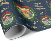 Creëer uw eigen foto Vrolijk kerstfeest voeg naam  Cadeaupapier (Rol Hoek)